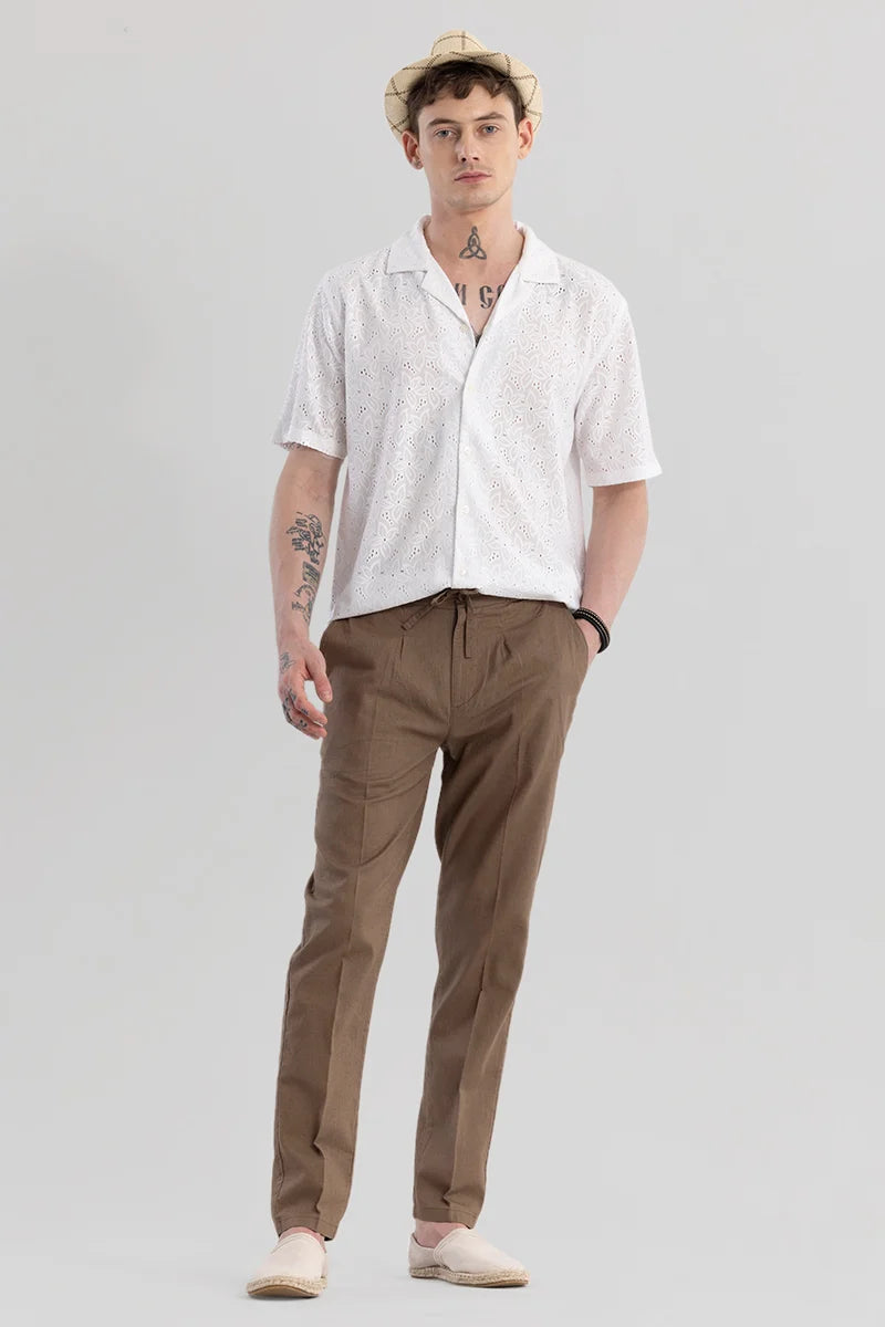 Nova Brown Linen Blend Trouser