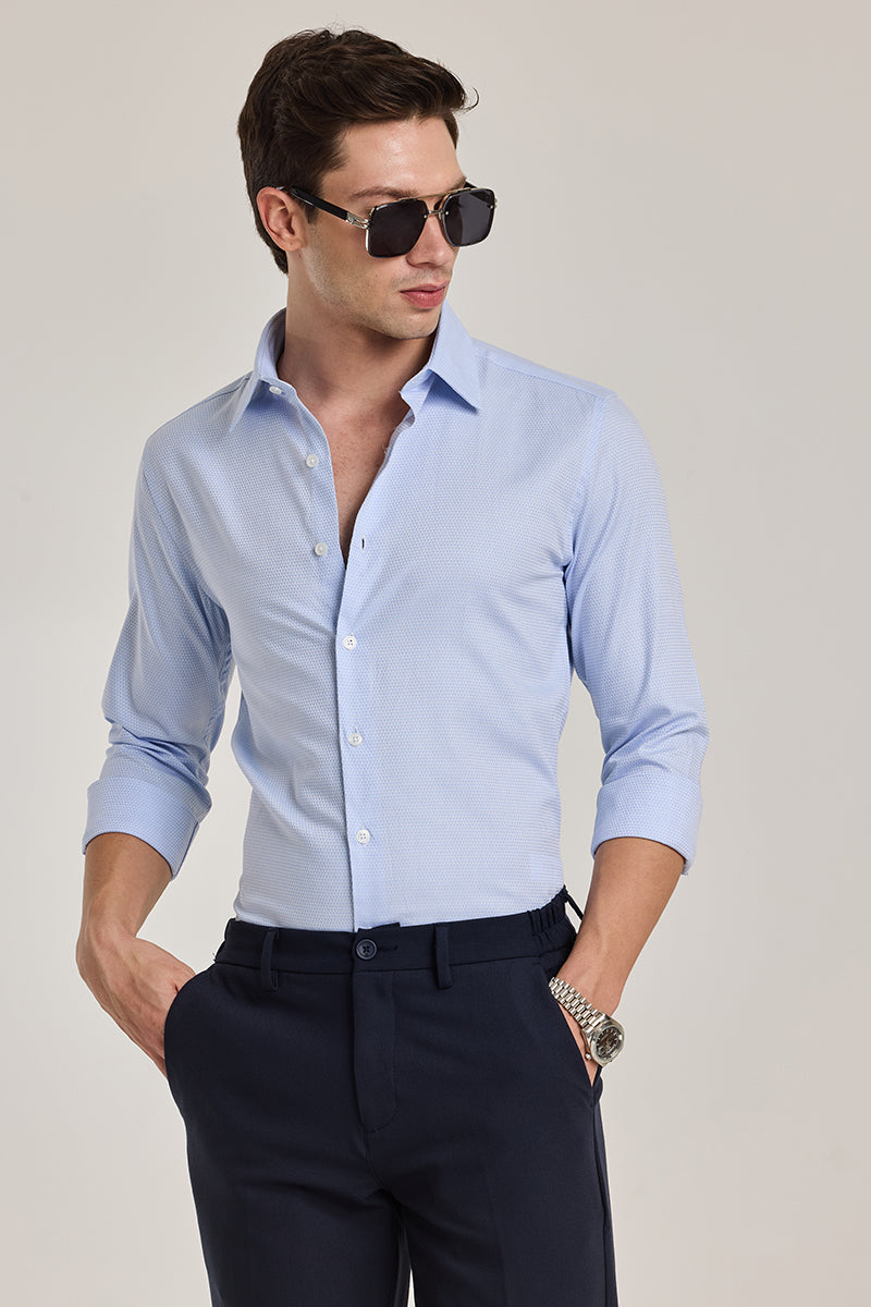 Light Blue Self-Design Shirt