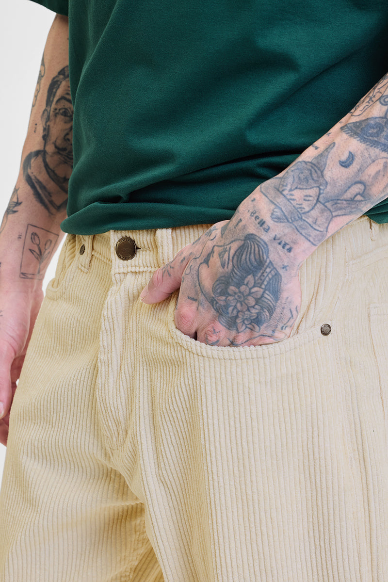 Cream Corduroy Relaxed Fit Cargo Pants