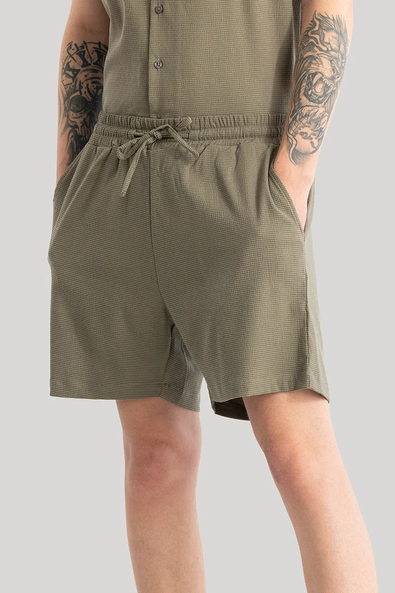 Daphne Olive Plain Shorts