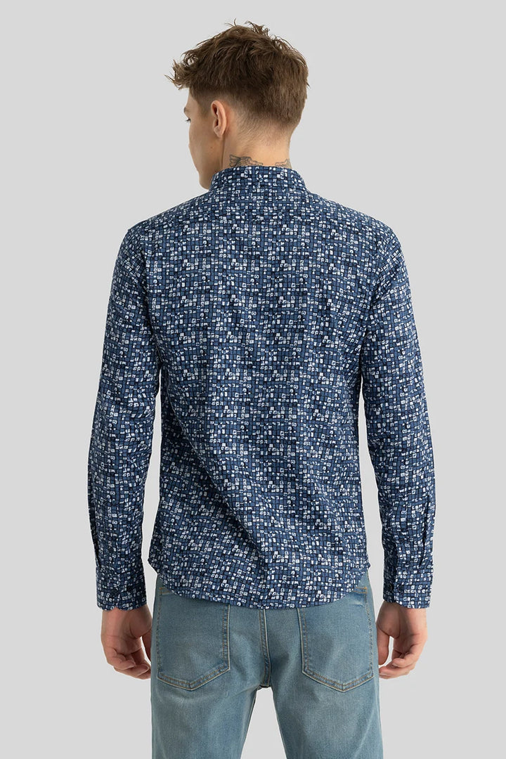 Blue Abstract Slim Fit Shirt