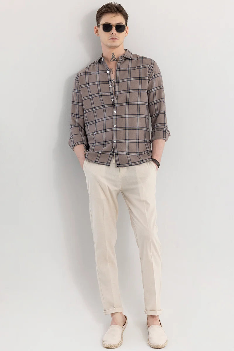 Siren Taupe Brown Checks Shirt