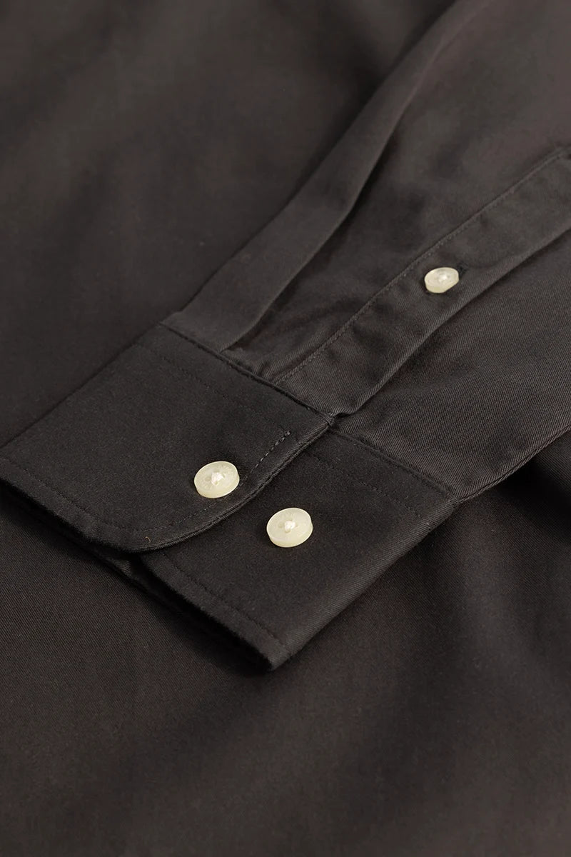 Charcoal Grey Elbow Patch Oxford Shirt