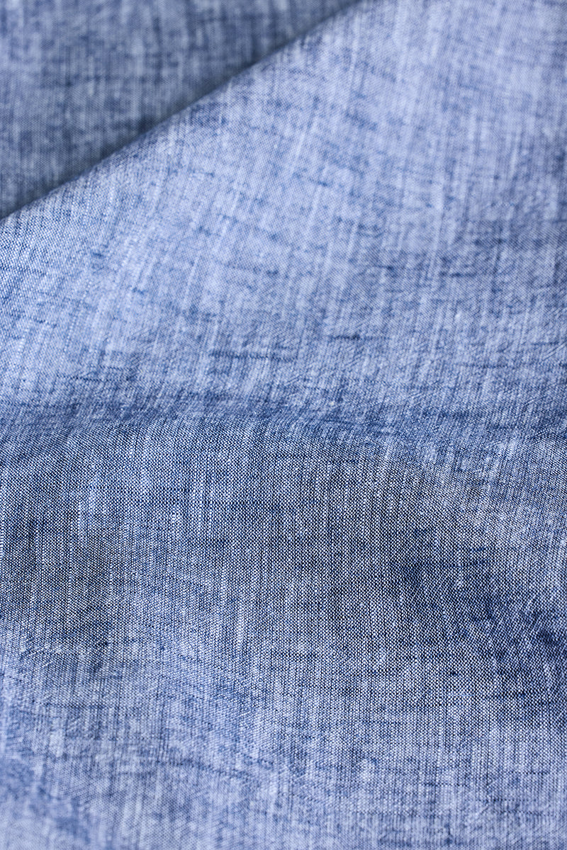 Blue Textured Linen Shirt