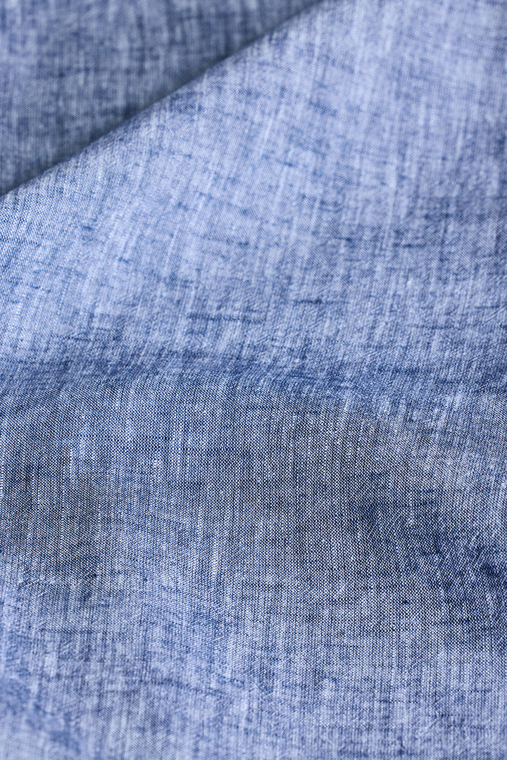 Blue Textured Linen Shirt