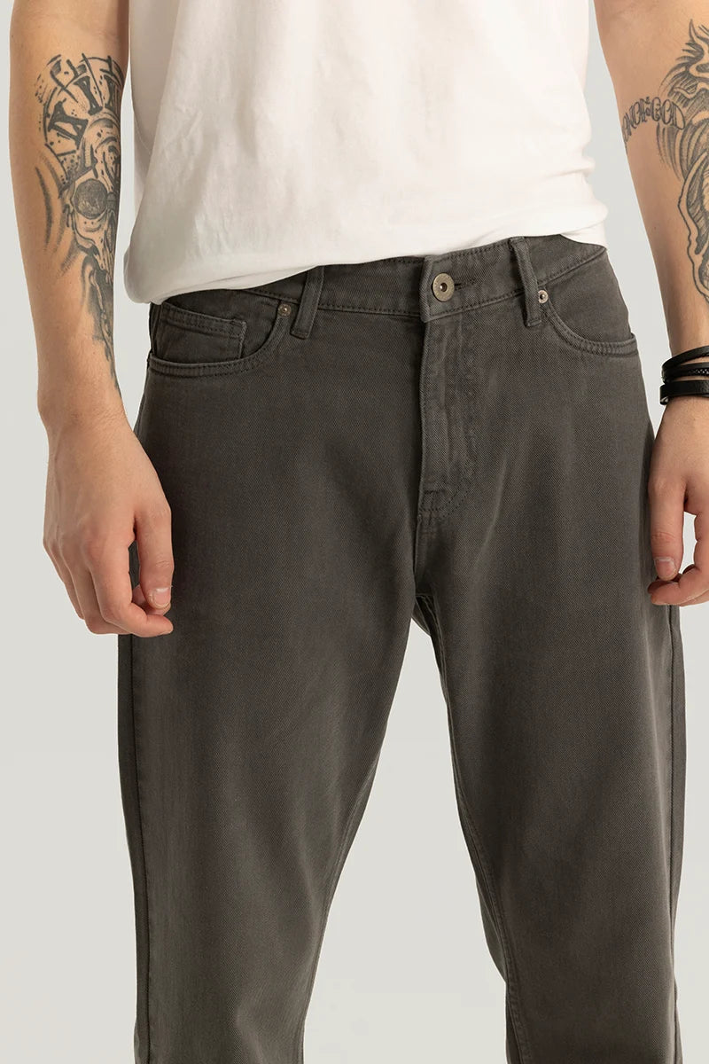 Etienne Charcoal Grey Plain Relaxed Fit Jeans