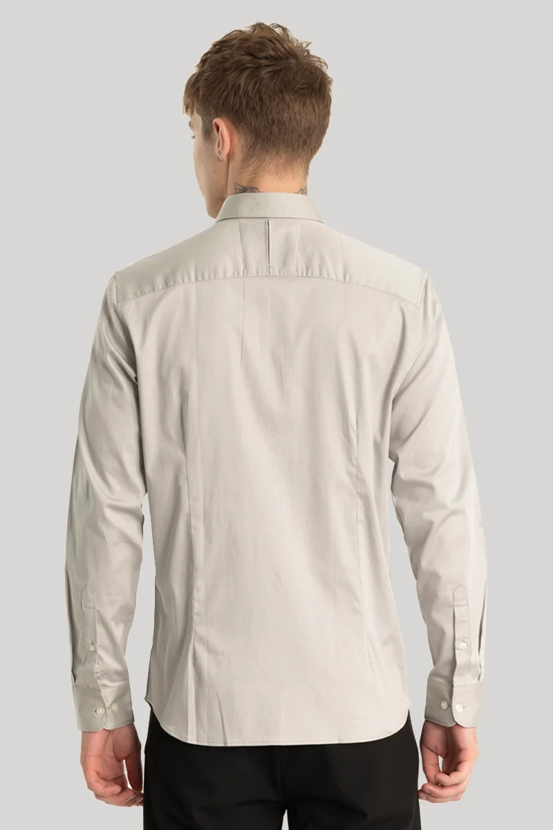 Satin Stretch Grey Plain Shirt