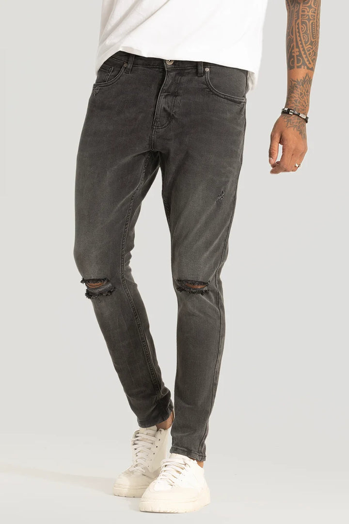 Grey Distressed Skinny Fit Jeans