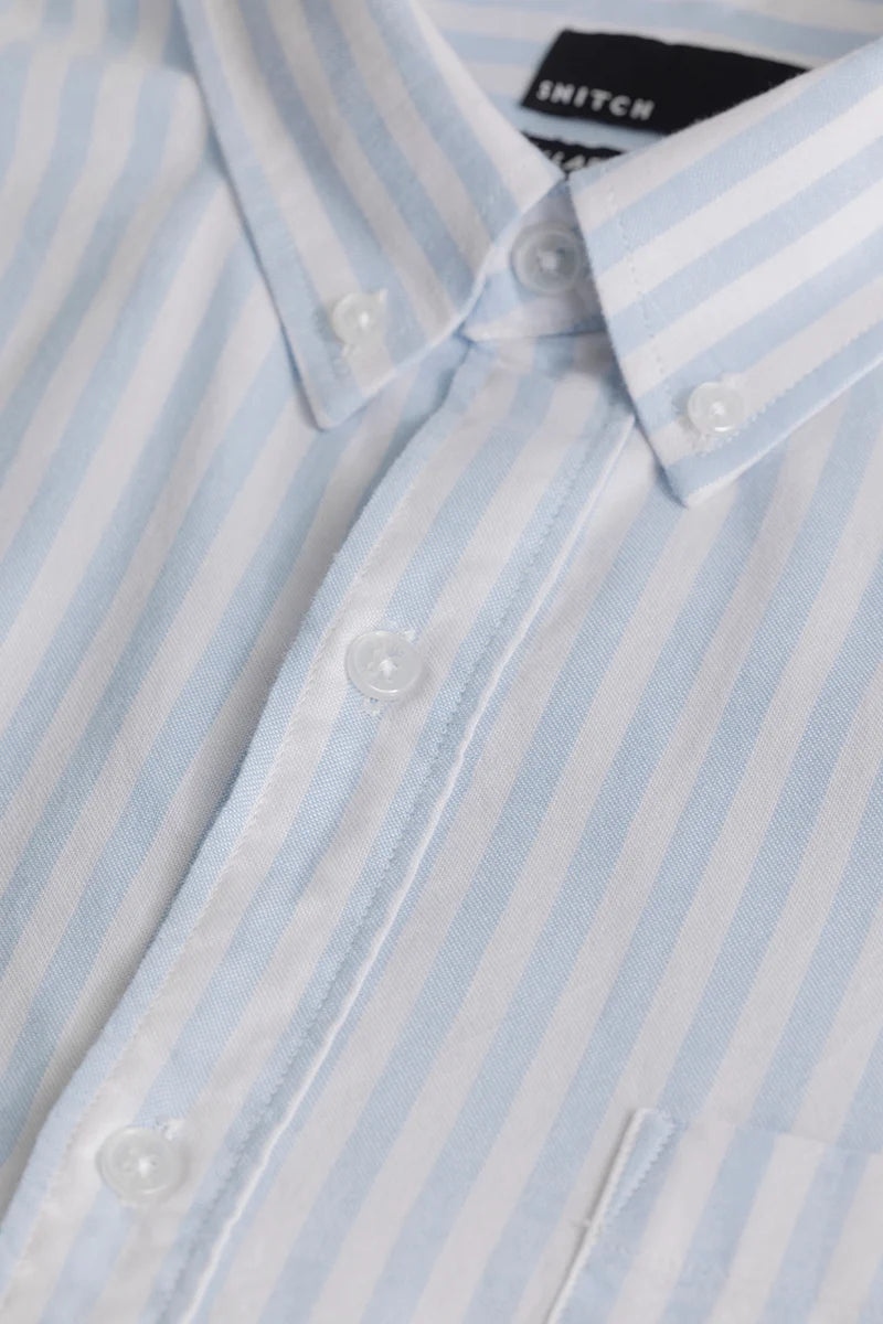 Fortunato Light Blue Stripes Plus Size Shirt