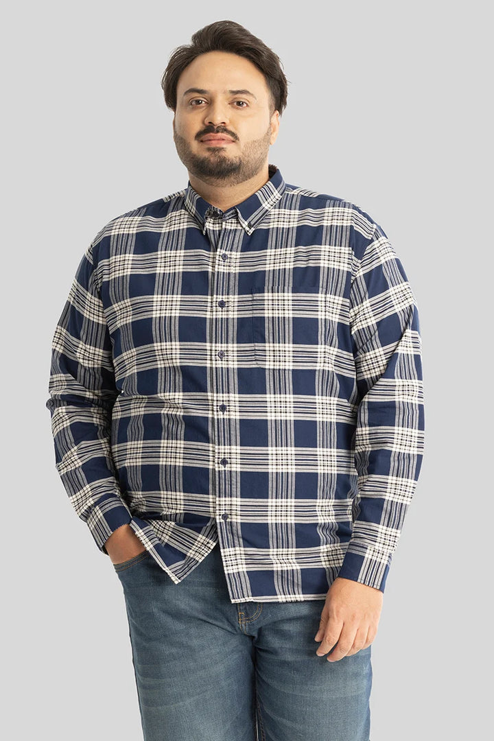 Maurizio Navy Checks Plus Size Shirt