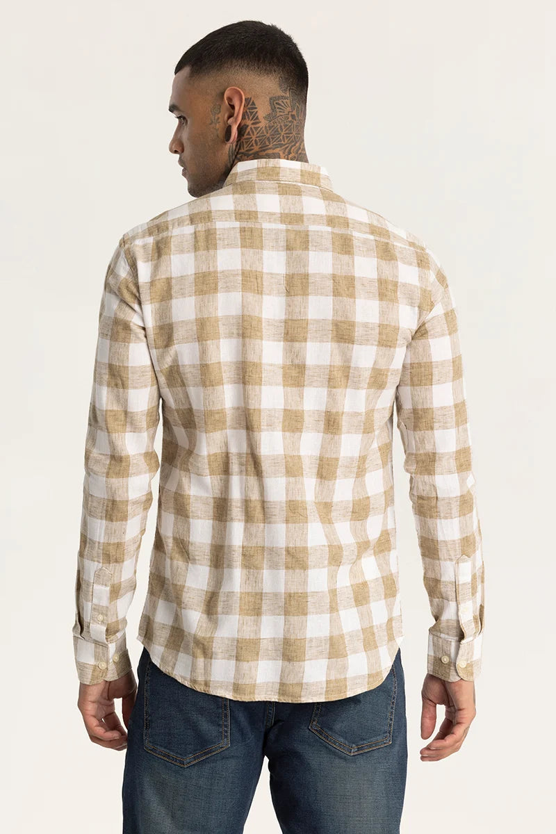 Beige Checks Linen shirt