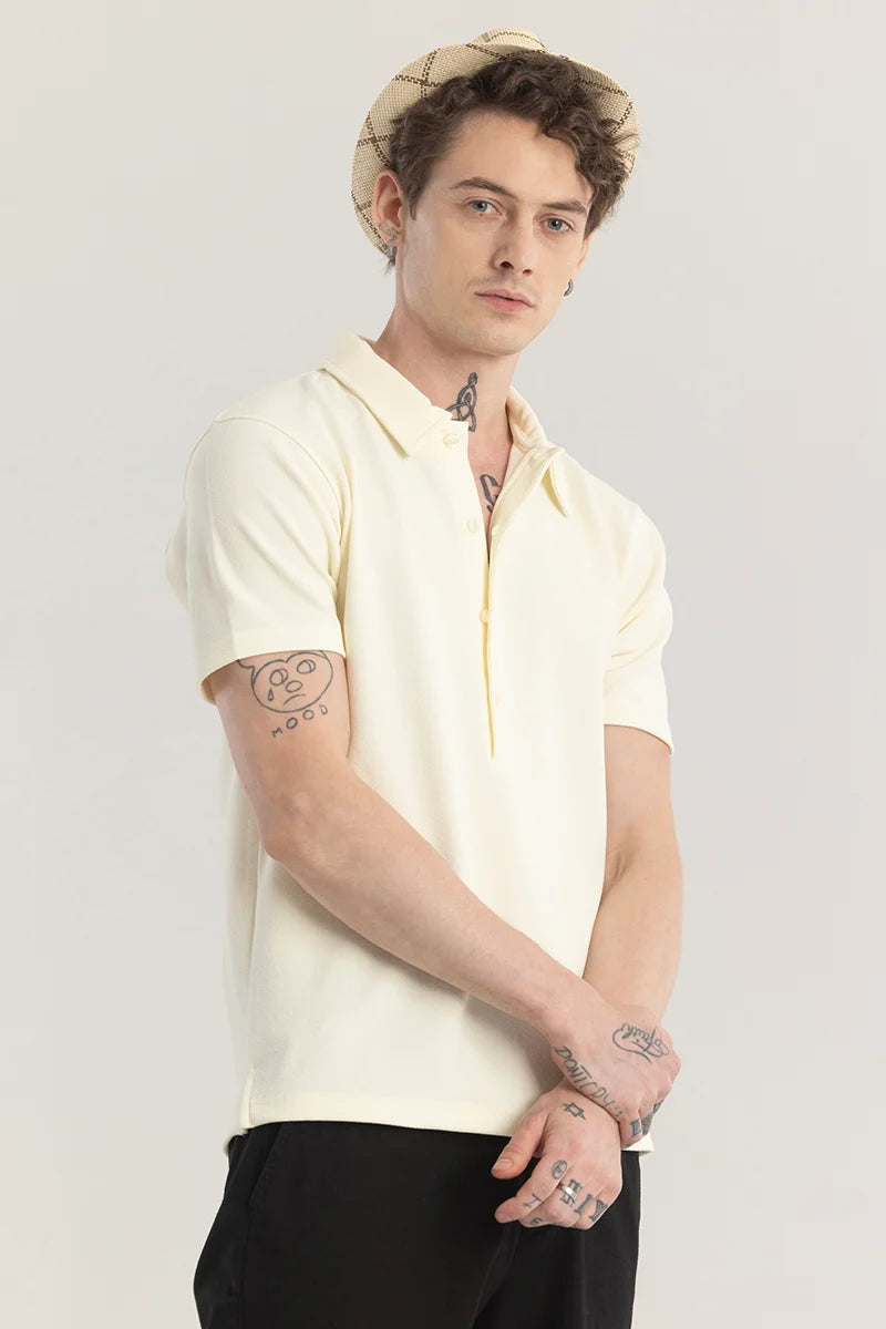 Poloshique Cream Plain Polo T-Shirt