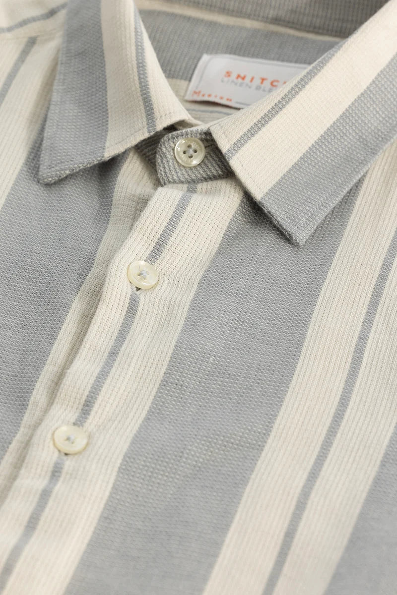 Grey Stripes Linen Blend Shirt