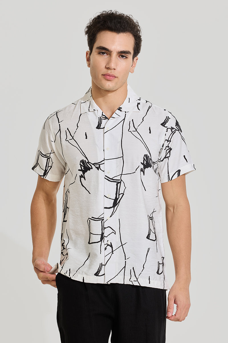 White Cuban Abstract Shirt