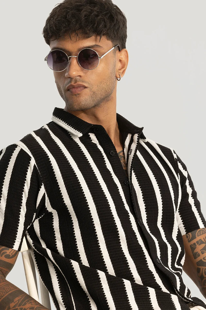 Black Stripes Knitted Shirt