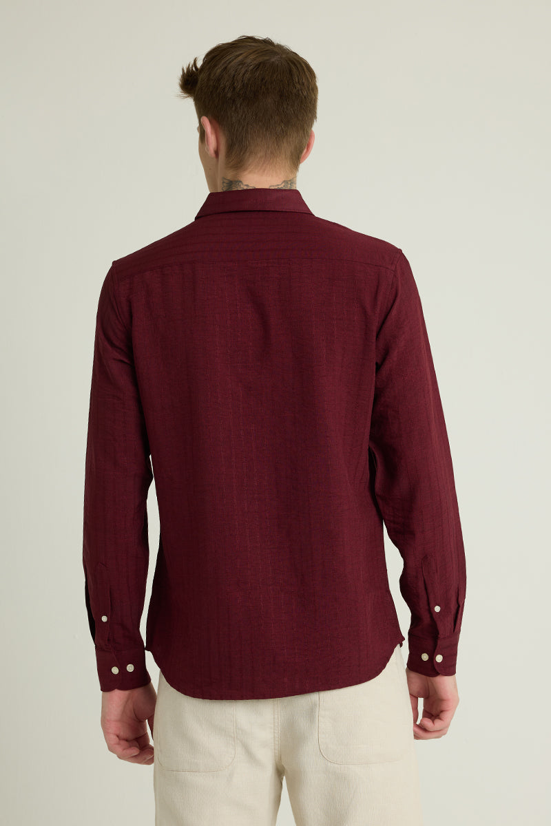 Maroon Self Stripe Shirt