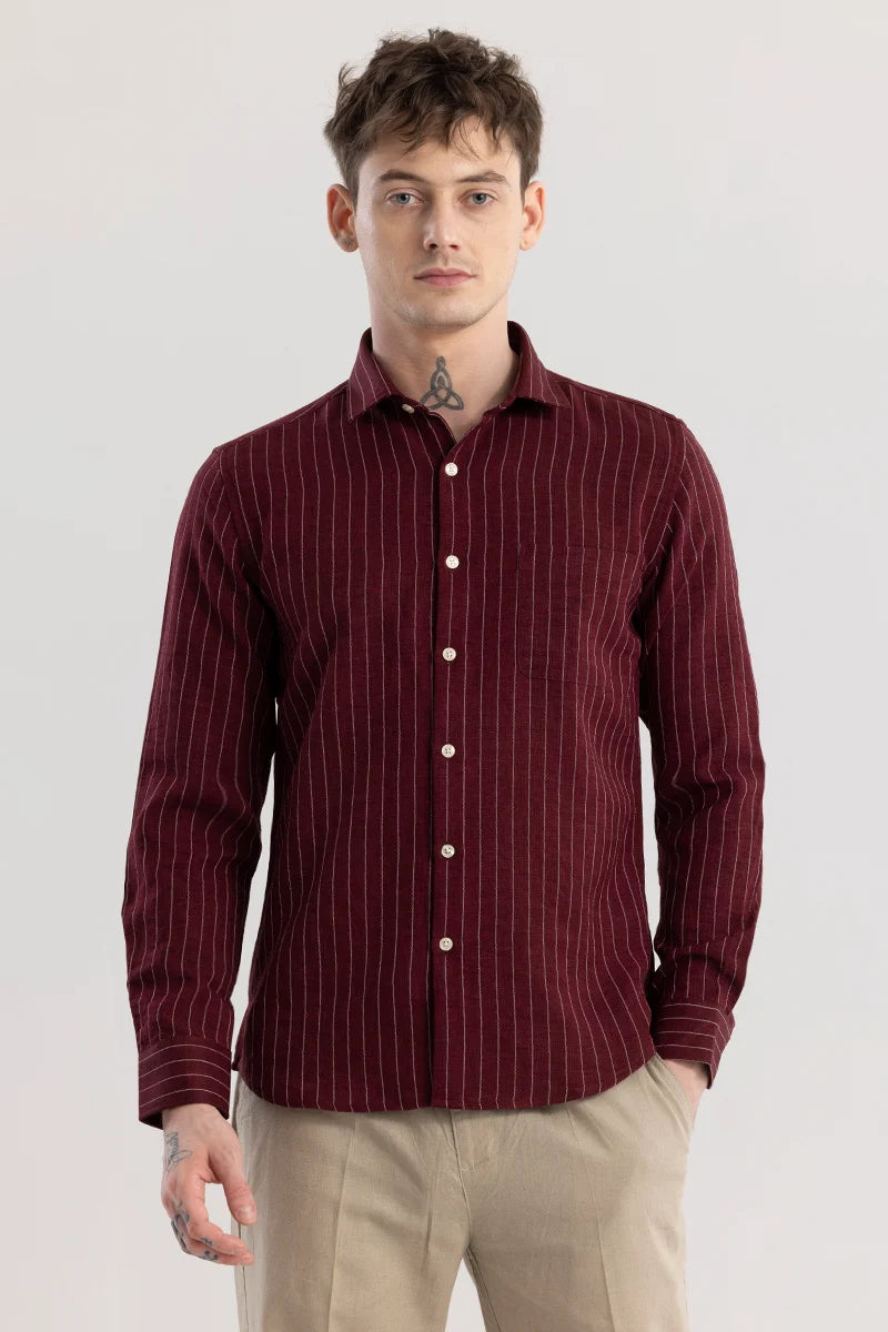 Linen Line Maroon Stripe Shirt