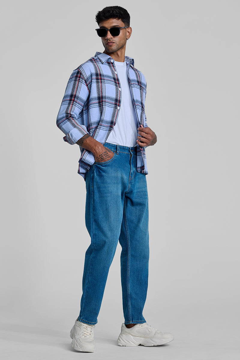 Blue Box Fit Plaid Shirt