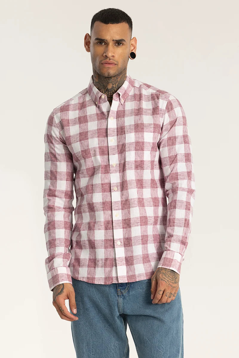 Mauve Checks Linen shirt