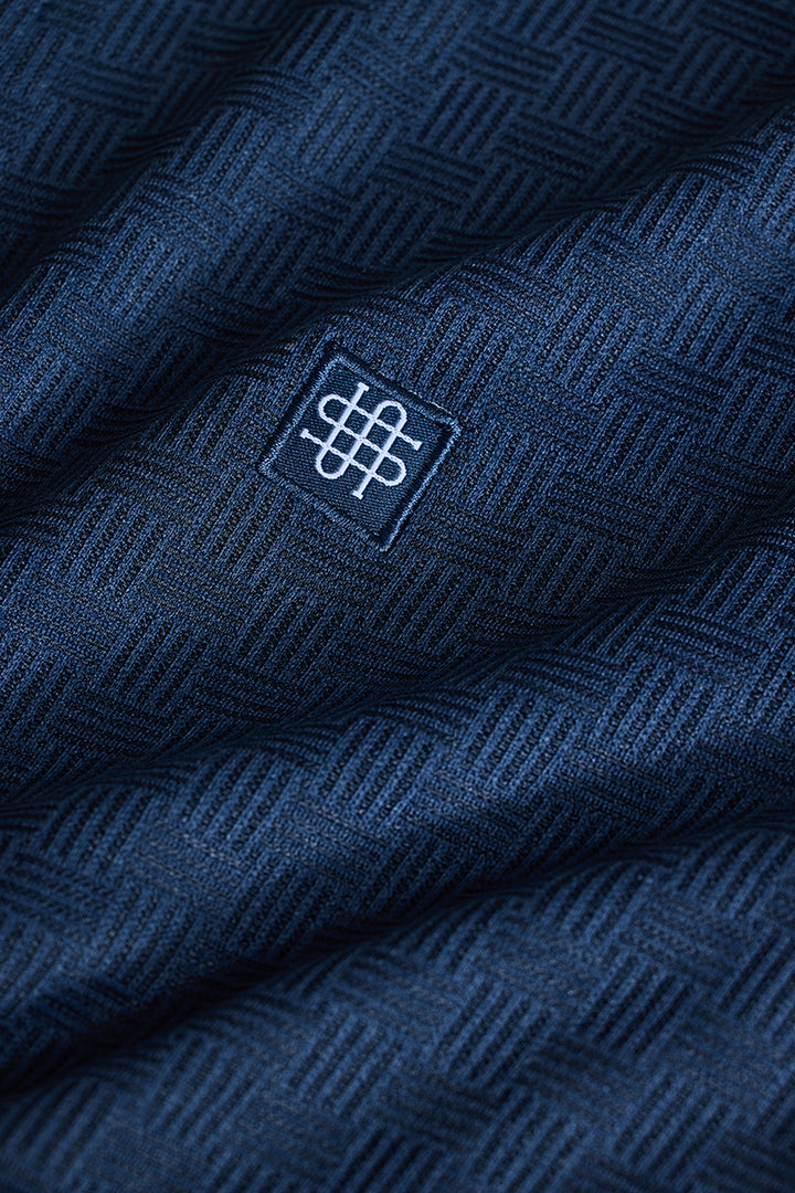 Navy Textured Polo T-Shirt