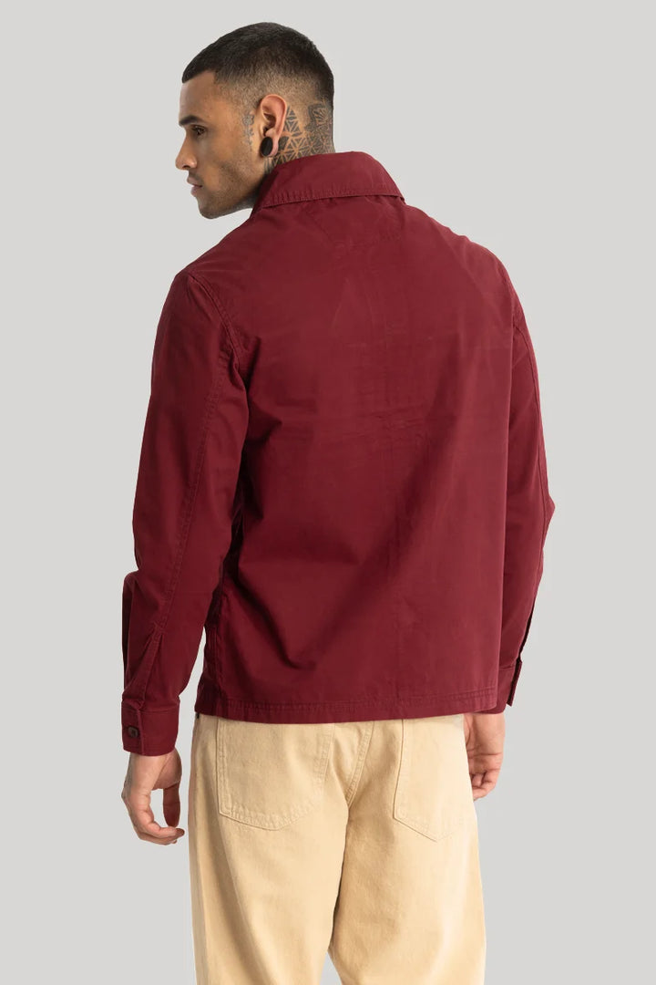 Double Pocket Maroon Overshirt