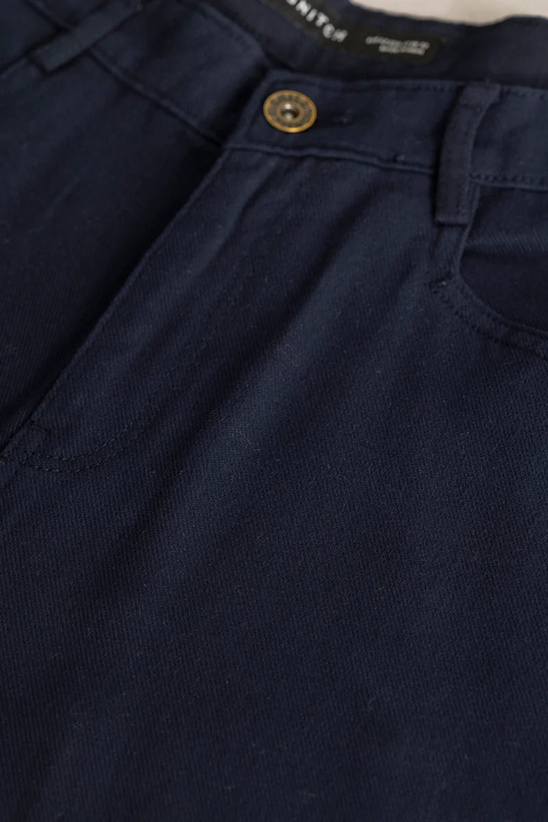 Camille Navy Plain Relaxed Fit Chinos