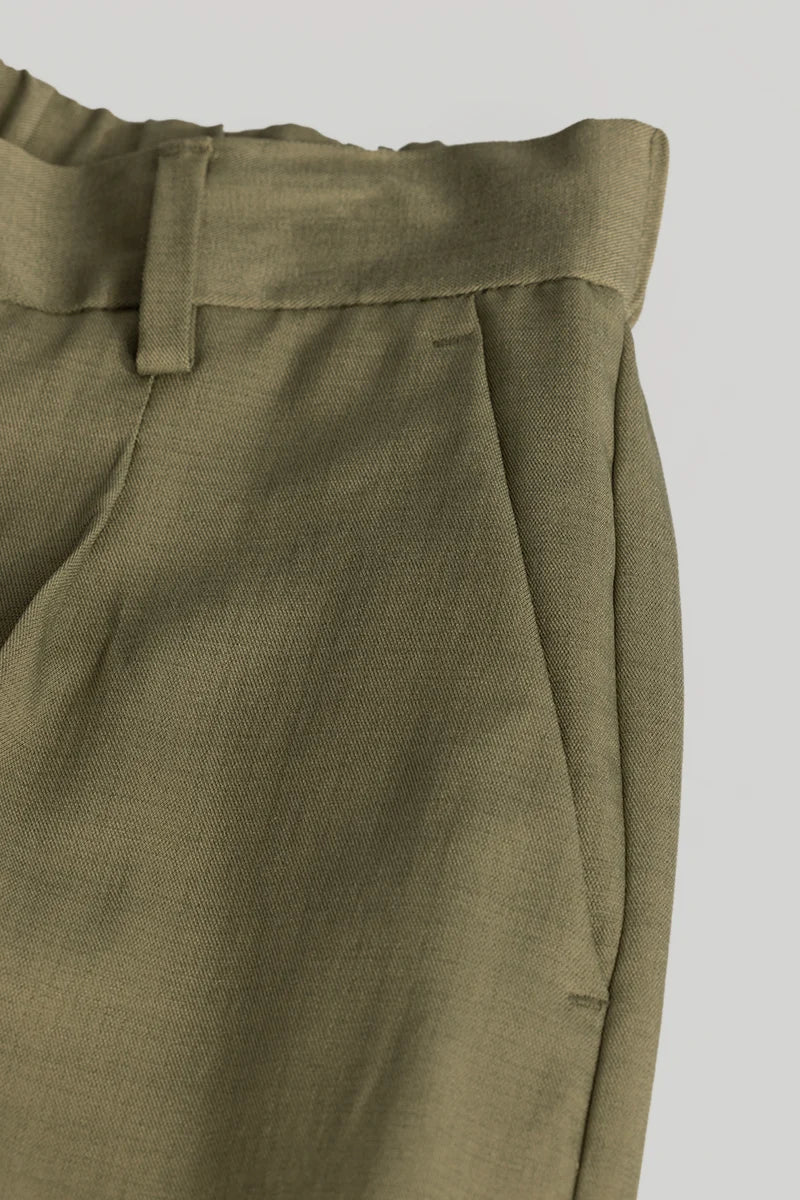 Olive Plain Relaxed Fit Trousers