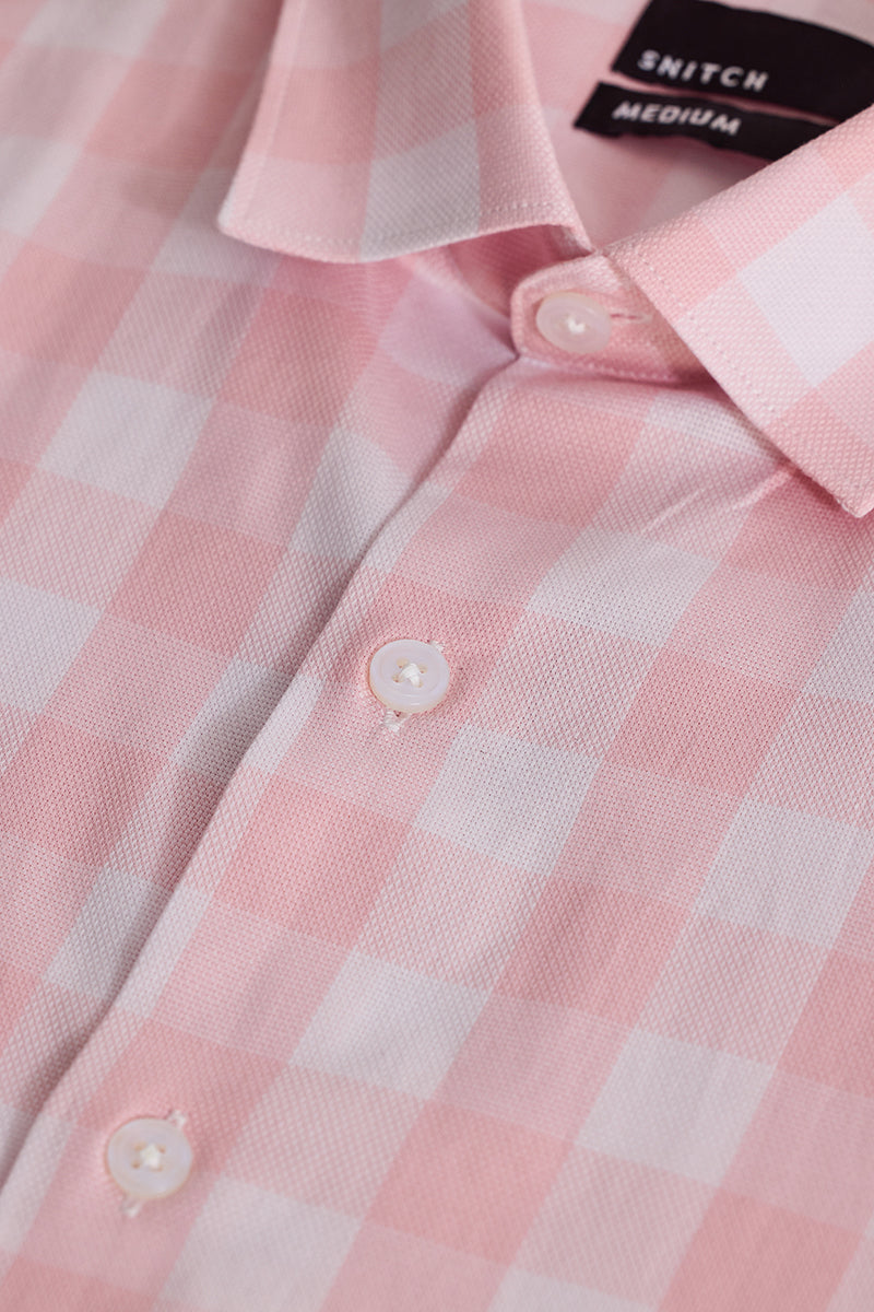 Light Pink Gingham Slim Fit Shirt