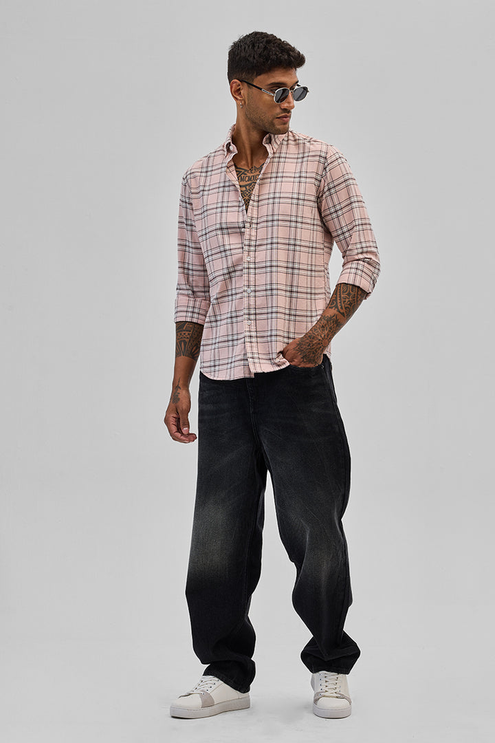 Light Pink Checks Slim Fit Shirt