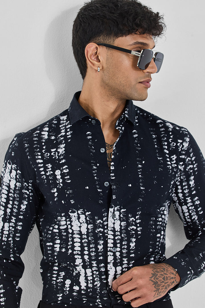 Navy Abstract Slim Fit Shirt