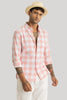 Prime Peach Checks Linen Shirt