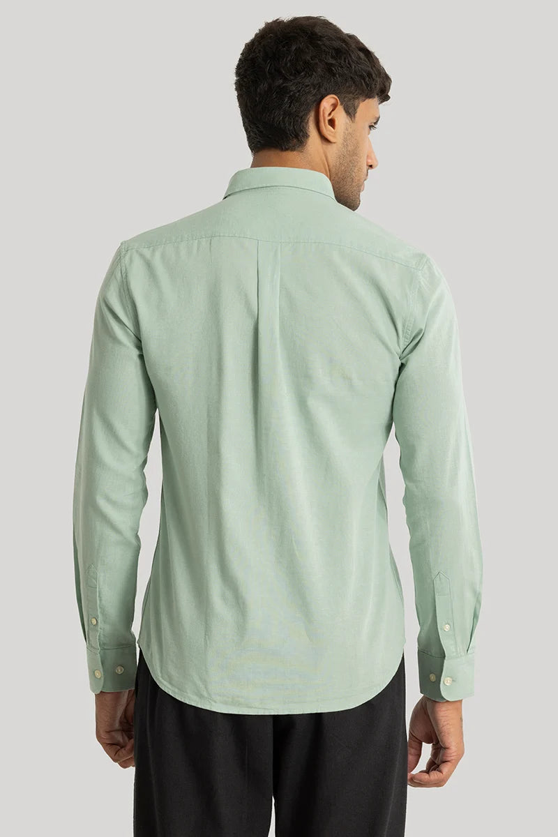 Henri Light Green Plain Linen Blend Shirt