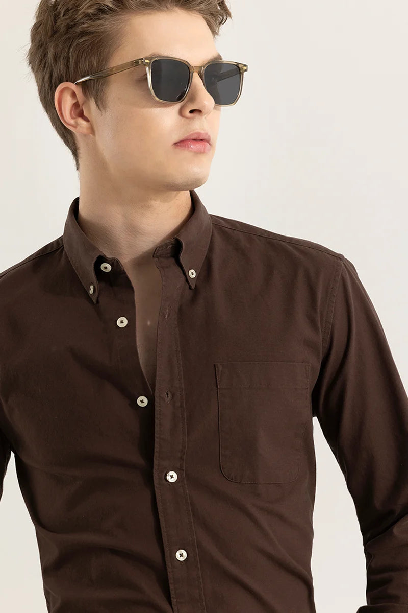 Shirtolo Plain Brown Shirt