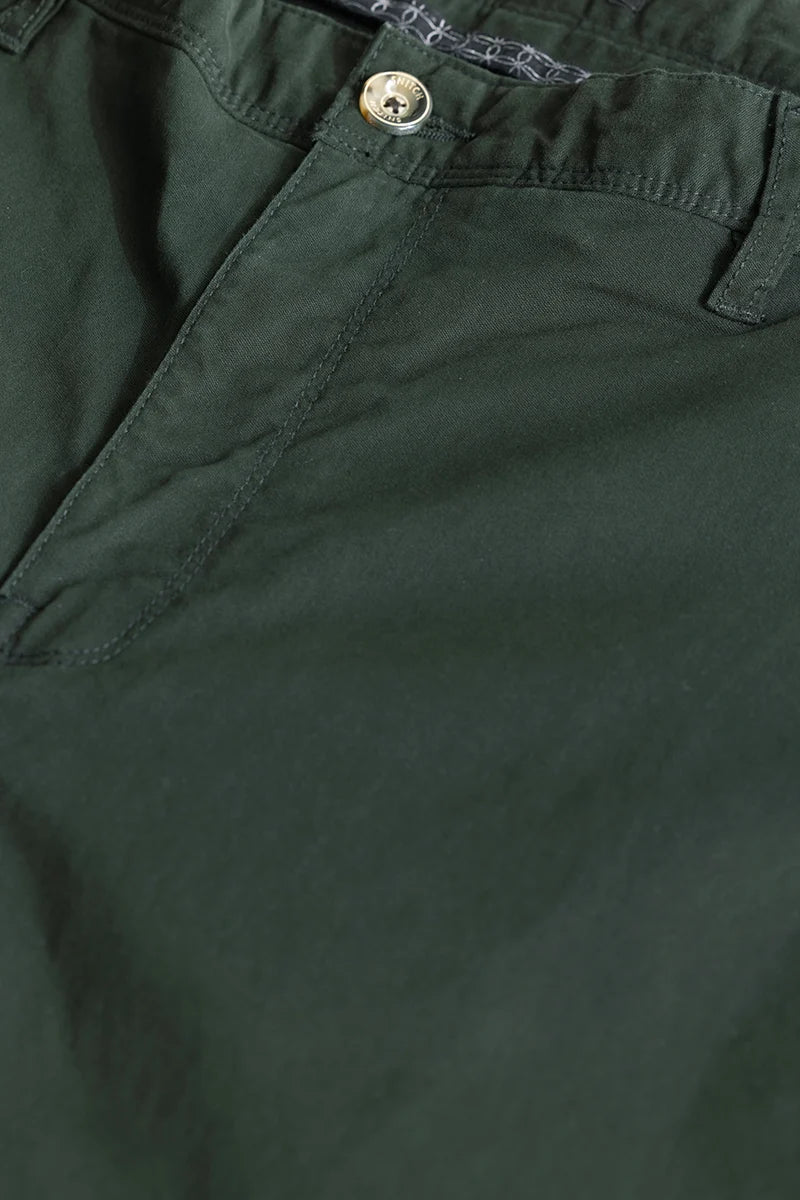 Seemly Dark Green Plain Regular Fit Plus Size Chinos