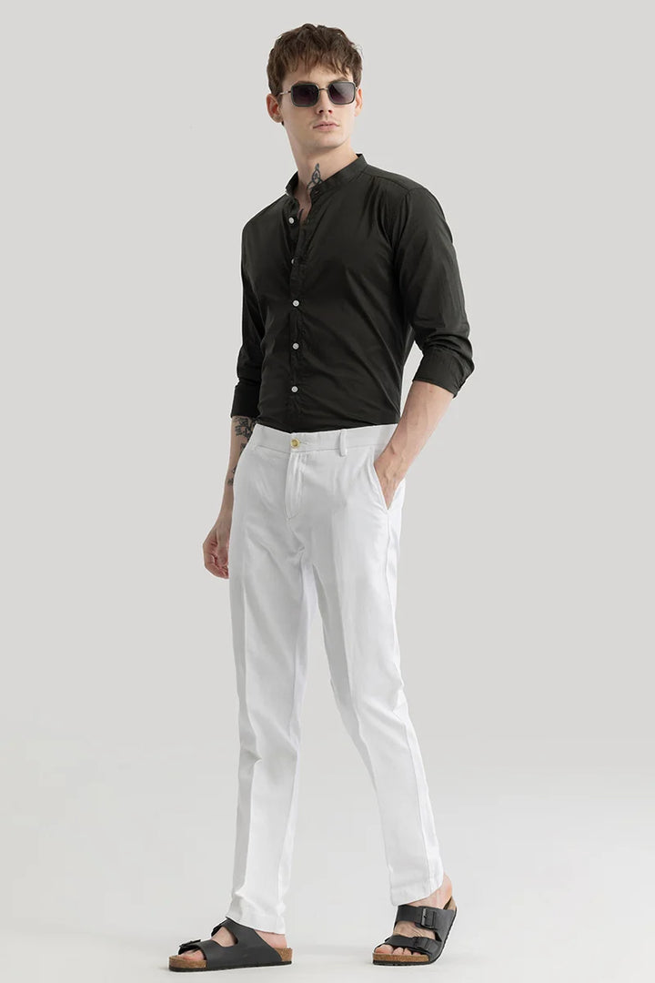 Mads White Plain Irish Linen Trousers