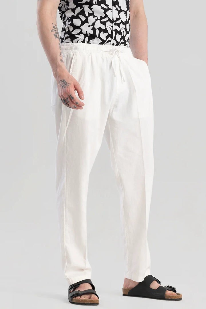 Wafty White Linen Trousers