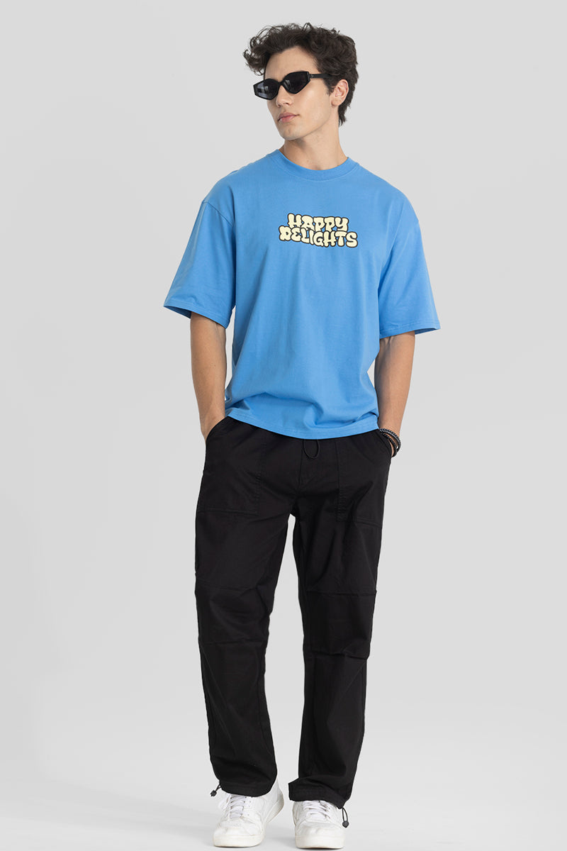 Happy Delights Blue Oversized T-Shirt