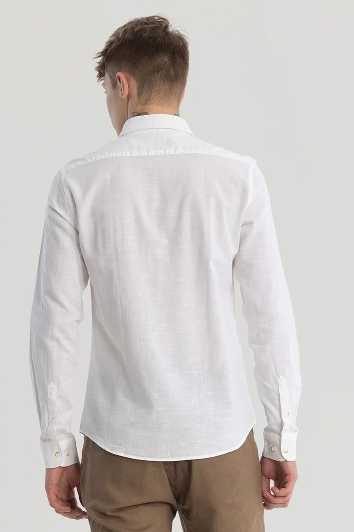 White Plain Linen Blend Shirt