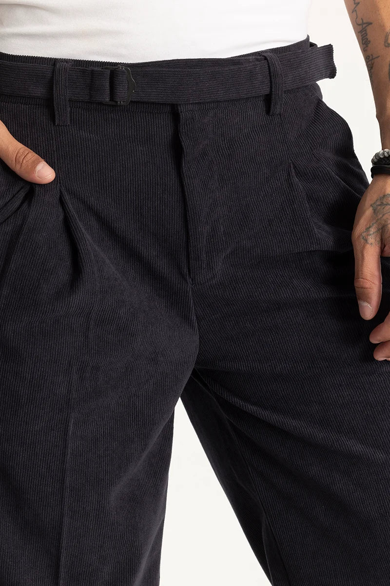 Navy Corduroy Korean Trousers