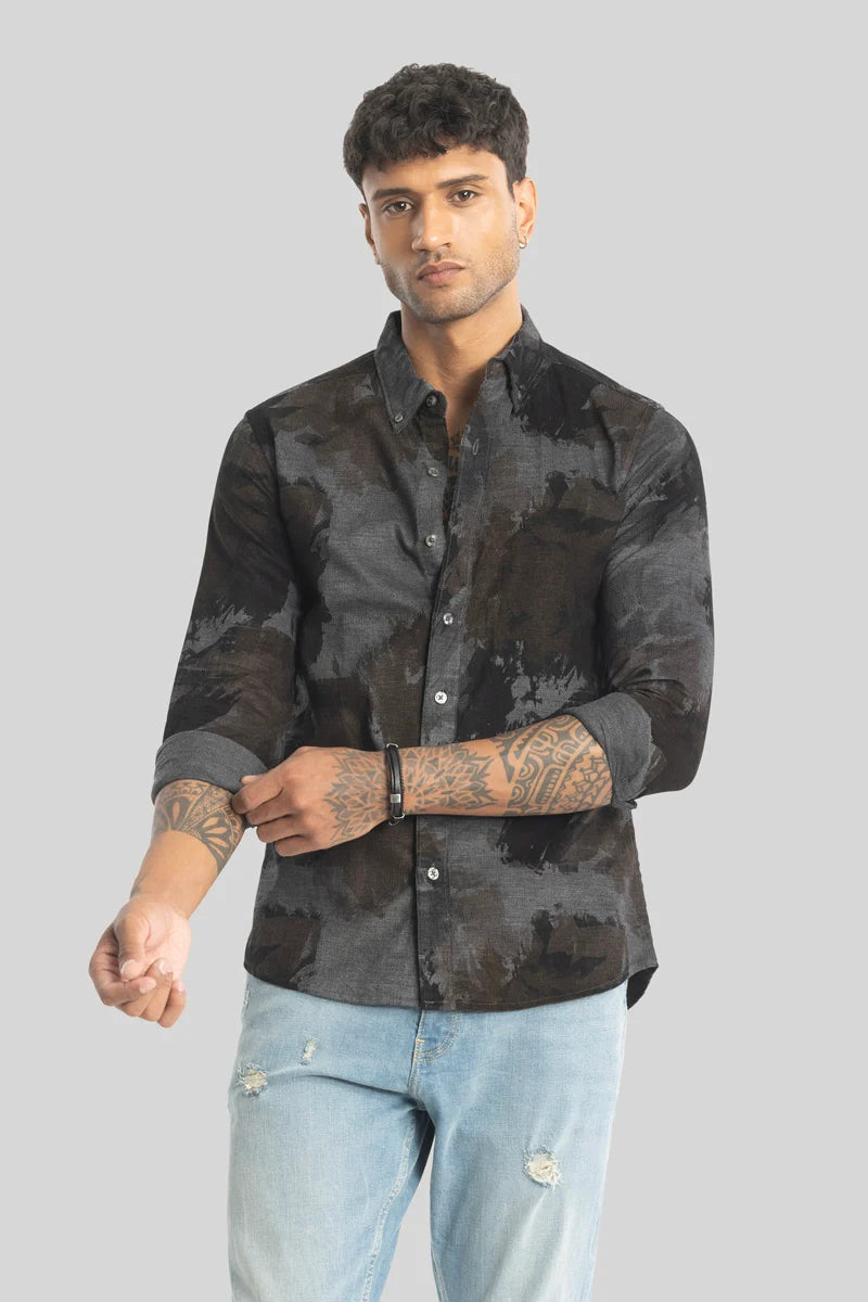 Cesare Grey Abstract Corduroy Shirt