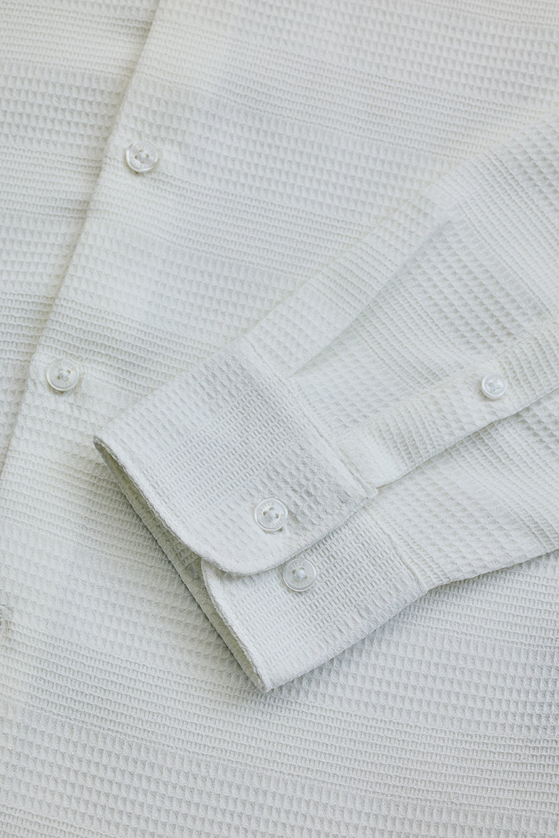 White Textured Slim Fit Shirt