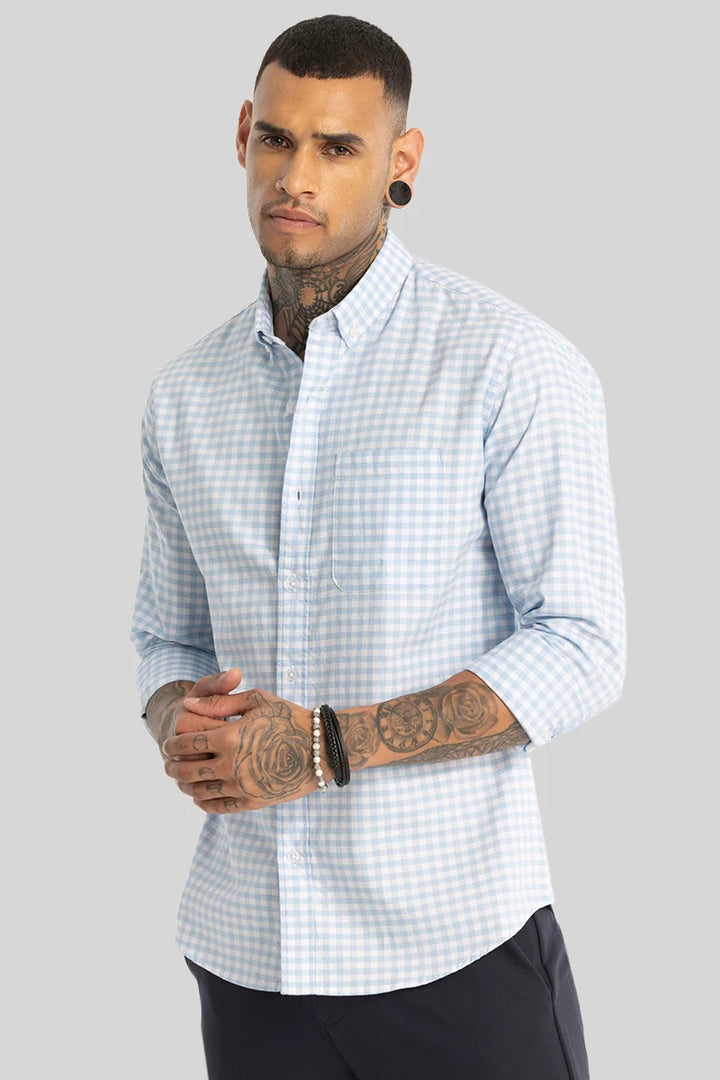 Light Blue Gingham Checks Shirt