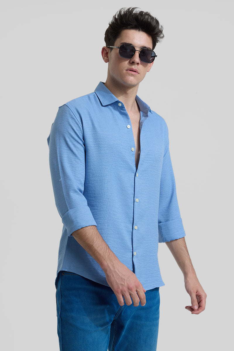 Sea Blue Textured Shirt