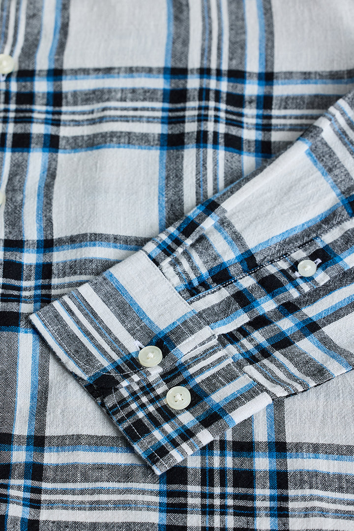 Blue Checks Linen Blend Shirt