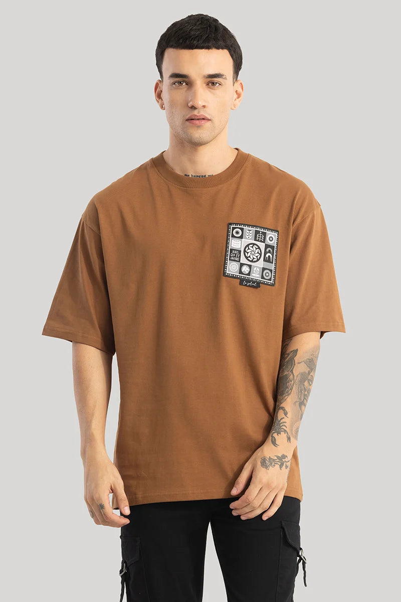 Le Soliel Brown Oversized T-Shirt