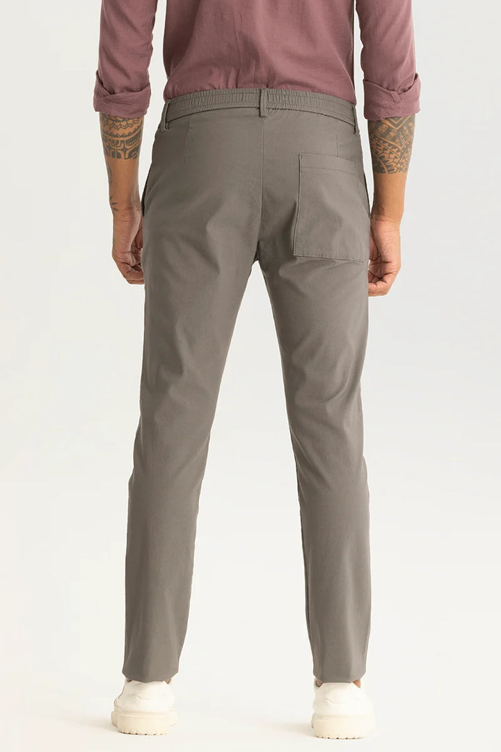 Ludovica Olive Plain Slim Fit Stretch Trousers