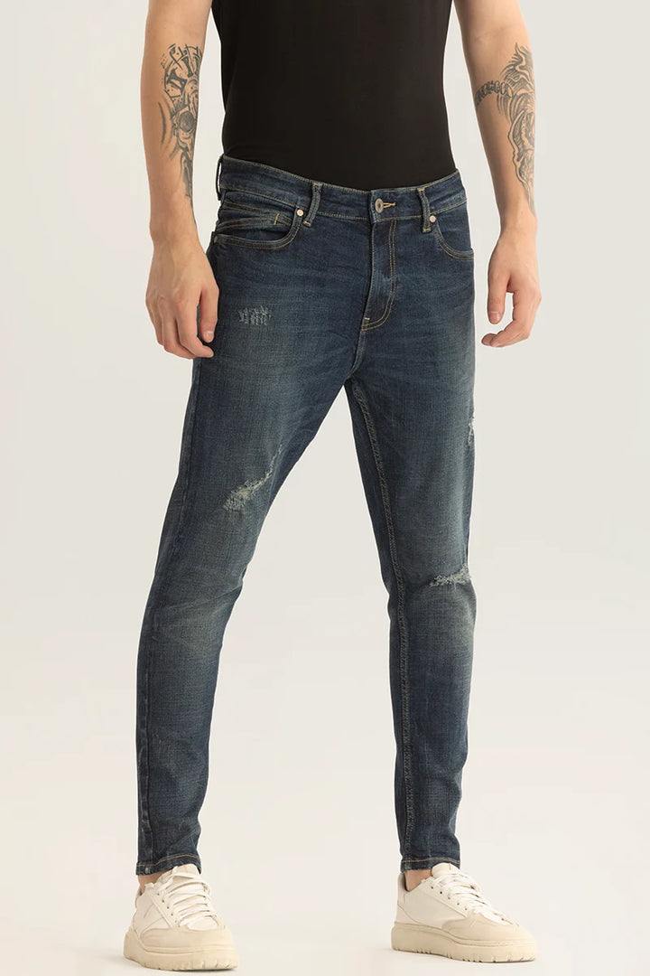 Horizon Dark Blue Distressed Skinny Fit Jeans