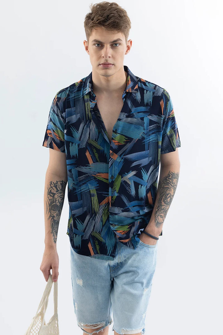 Silvana Blue Abstract Shirt