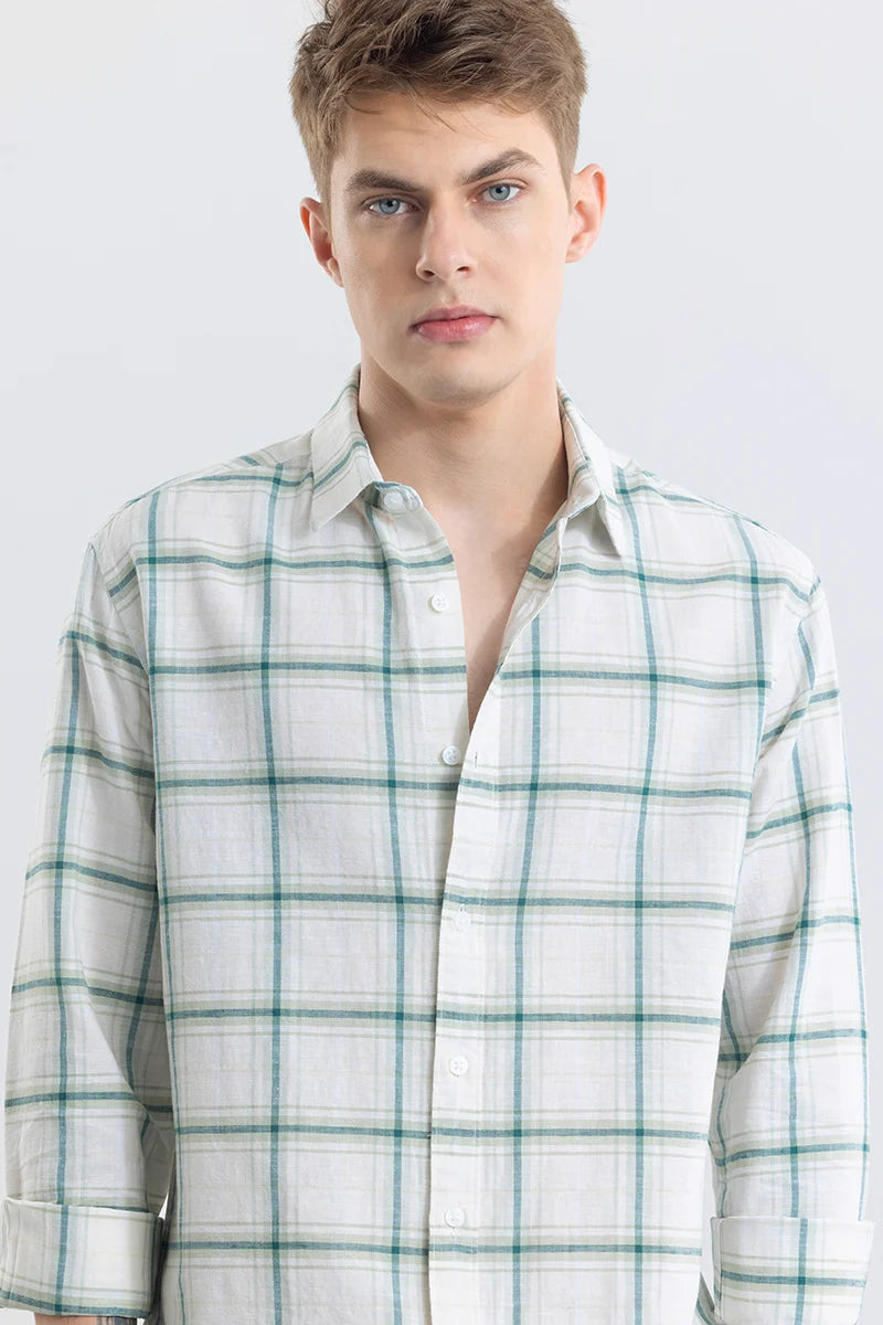 Buy Men's Snitch Alessia Green Checks Linen Blend Shirt Online | Snitch ...