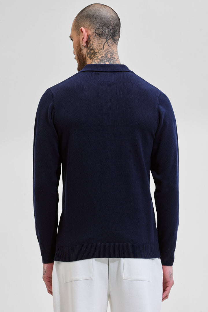 Core Lab Navy Slim Fit Knitted Polo T-Shirt